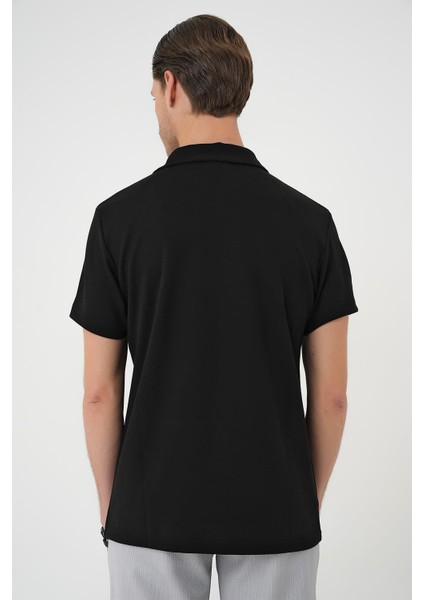 Comfort Fit Polo Yaka Esnek Pamuk Casuel Siyah Tişört Ts 886 indirimleri