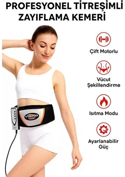 Profesyonel Titreşimli Zayflama Cihazı Çift Motorlu Bel Omuz Kol ve Bacak Masajı Göbek Eritme Kemeri