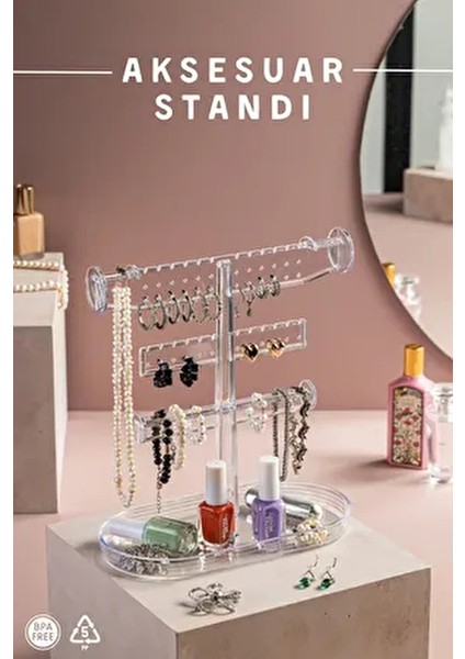 Takı Organizeri Aksesuar Standı Şık Tasarım 27 cm Yükseklik 23,5 cm Genişlik