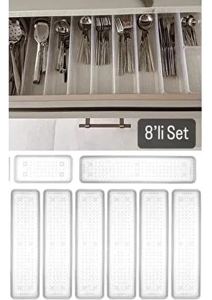 Bade 8 Parça Çekmece Içi Kaşıklık 7 1 Mutfak Düzenleyici Organizer Çatal Kaşık Kutusu