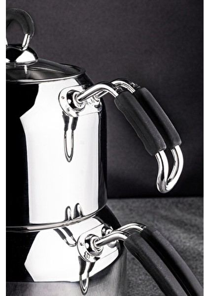 Mango Kitchen Maxi Büyük Boy Paslanmaz Çelik Çaydanlık Takımı Ergonomik Kulplu 4,1 lt indirimleri