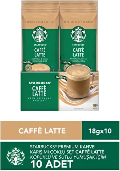 Cafe Latte Premium Kahve Karışım 18 gr x 10 Paket Yumuşak İçecek Lezzeti