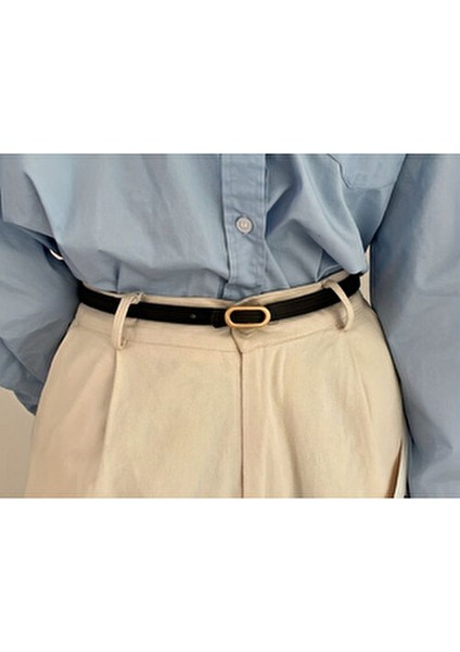 Kadın 2'li Gold Oval Tokalı Ince Pantolon, Gömlek, Ceket, Elbise, Kazak Kemeri modelleri