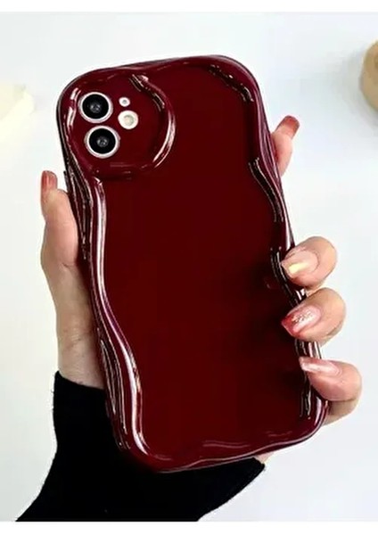 Iphone 11 Uyumlu Darbe Önleyici Dalgalı Bordo Antişok Silikon Kılıf