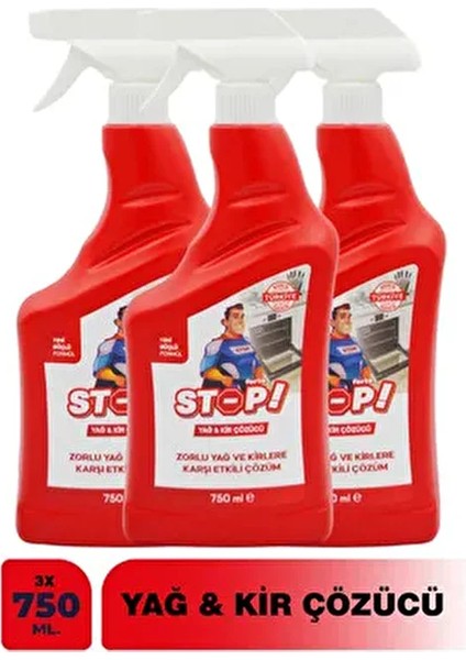 3'lü Yağ Kir ve Kireç Çözücü Zorlu Lekelere Karşı Etkili 3×750 ml