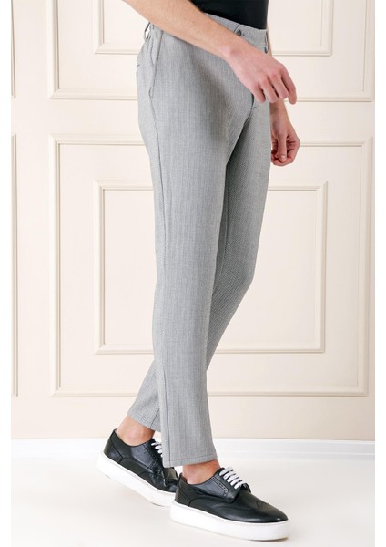 Comfort Fit Beli Lastikli Balıksırtı Dokuma Casuel Gri Pantolon P 1155 modelleri