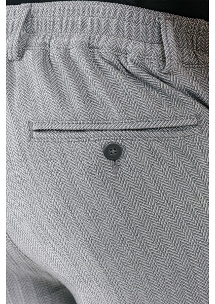 Comfort Fit Beli Lastikli Balıksırtı Dokuma Casuel Gri Pantolon P 1155 fırsatları