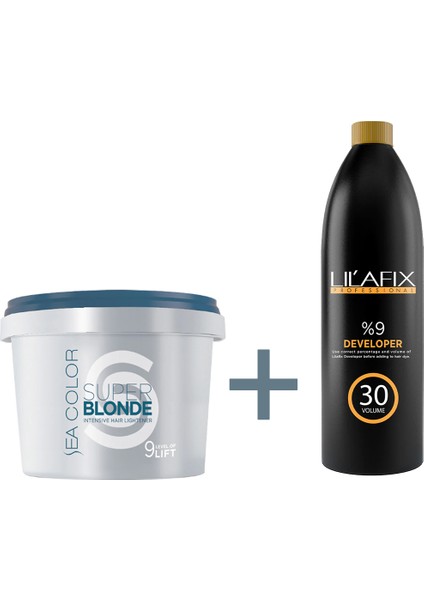 S.c. 2'li Paket Super Blonde Yoğun Saç Açıcı 1000 gr - Lilafix Oksidan 1000 ml 30V