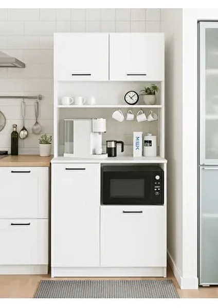 Tuco 2 Çok Amaçlı Mutfak Dolabı & Mikrodalga Fırın Dolabı & Banyo Dolabı 180X90 cm Beyaz