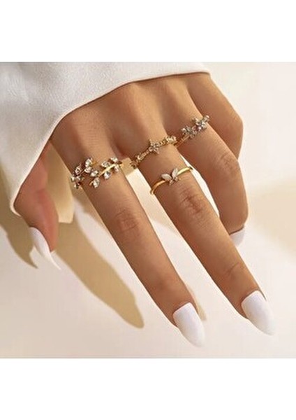 Çoklu Yüzük Seti Ayarlanabilir Eklem Yüzükleri Kombin Kalp Kelebek Yüzük SETI-039 fiyatları