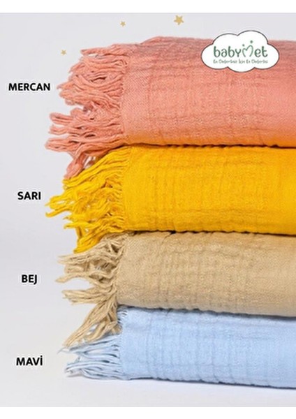%100 Pamuk 4 Katlı Müslin Bebek Örtüsü 90X130 cm – Yumuşak&doğal,saçaklıörtü modelleri