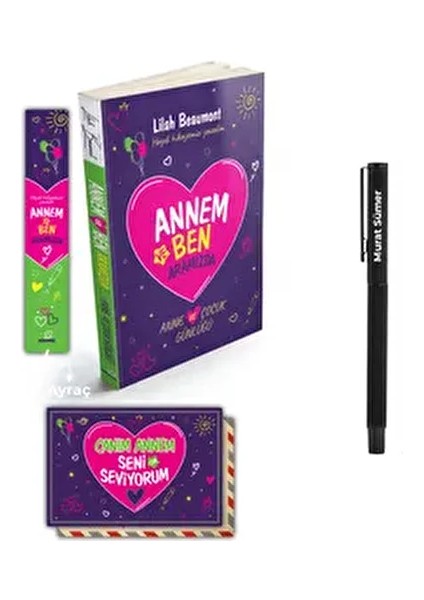 Annem ve Ben Aramızda Günlüğü Karpostal-Ayraç ve Siyah Roller Kalem Seti fiyatları