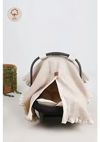 Fırfırlı 2'li Pike Bebek Puset Örtüsü Pamuk Ortopedik Bel Destekli Set