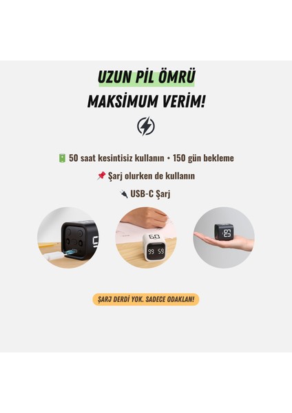 GT-1 Pomodoro Zamanlayıcı Küp | Flip Timer | Öğrenci Ders Çalışma Saati, Geri Sayım, Mutfak Kronometresi - Siyah modelleri