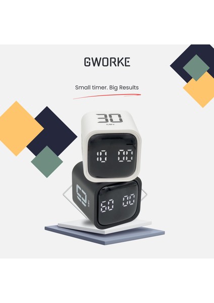 GT-1 Pomodoro Zamanlayıcı Küp | Flip Timer | Öğrenci Ders Çalışma Saati, Geri Sayım, Mutfak Kronometresi - Siyah indirimleri
