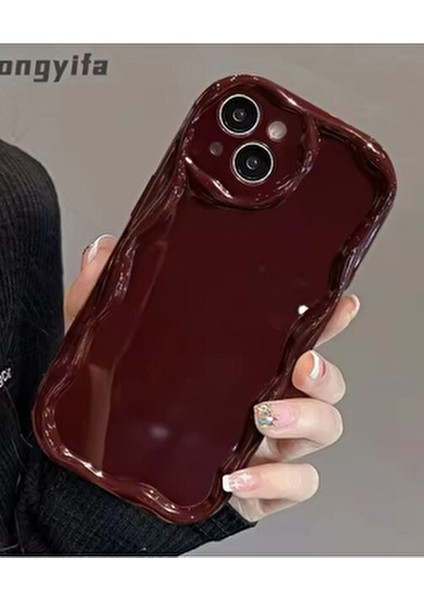 Iphone 13 ve 14 Uyumlu Darbe Önleyici Dalgalı Bordo Antişok Silikon Kılıf modelleri