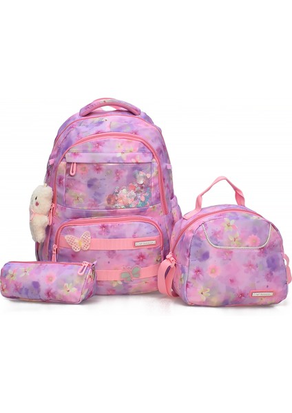 Kız Çocuk 3'lü Ilkokul Çantası Seti Okul Çantası & Termal Beslenme Çantası & Kalemlik 1490