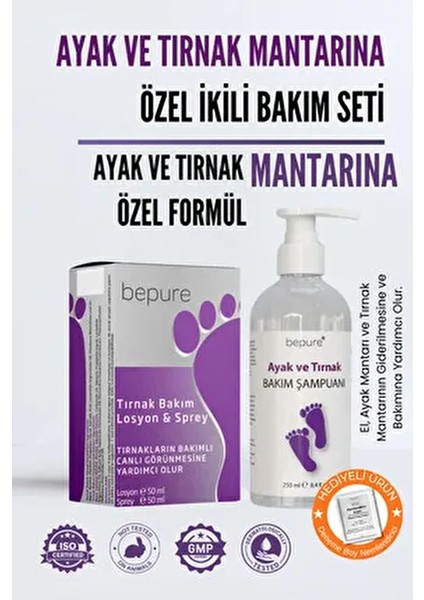 Ayak ve Tırnak, Mantar, ve Koku Için Şampuan ve Losyon & Sprey Seti