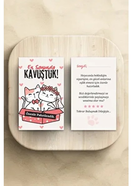 100 Adet Arkalı Önlü Kavuştuk Teşekkür Kartı Sipariş Kartı Tebrik Kartı Paketleme Kartı Kargo Kartı fiyatları