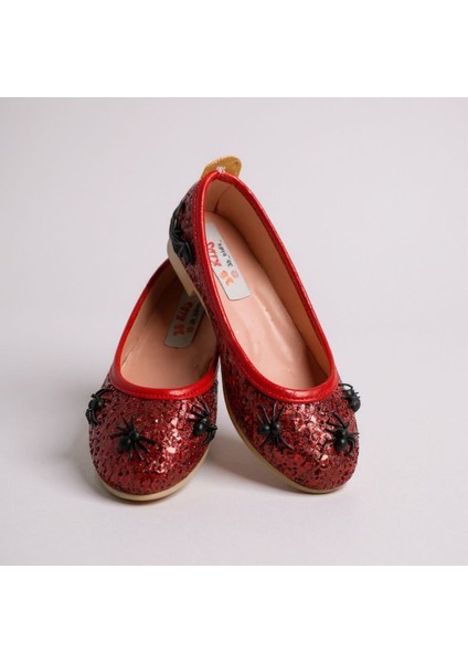 Kırmızı Cadılar Bayramı Halloween Parti Organizasyon Örümcek Tasarımlı Babet