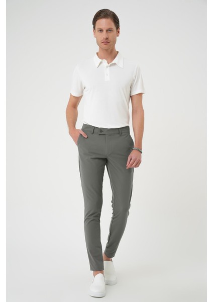 Slim Fit Yan Cepli Düz Esnek Casual Su Yeşili Pantolon P 1144 modelleri