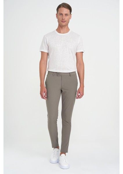 Slim Fit Yan Cepli Düz Esnek Casuel Vizon Pantolon P 1144 fırsatları