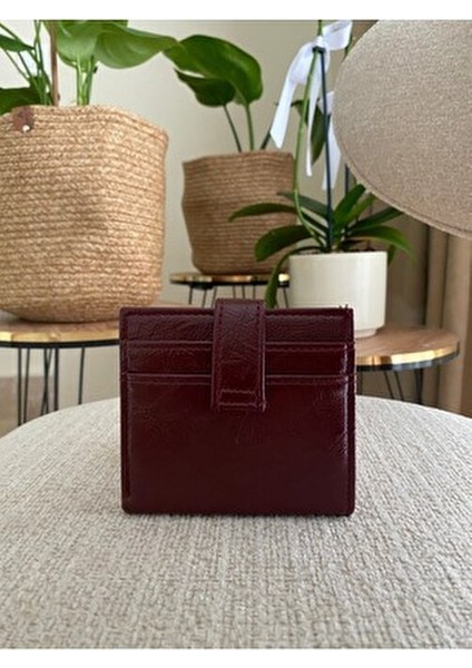 Çıtçıt Kapamalı Parlak Chery Rugan Bordo Cüzdan Kartlık Aksesuar indirimleri