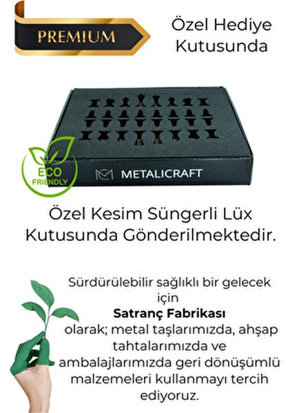 MC46 Büyük Boy Metal Satranç Takımı 37X37CM Doğal Ahşap Kayın Tahta – El Yapımı Antik Metal Taşlar indirimleri