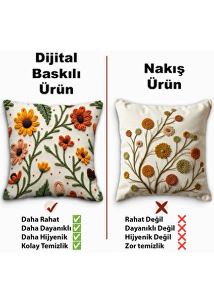 Punch Nakış Desen Dijital Baskılı Sarı Turuncu Sonbahar Temalı 2li Kırlent Kılıfı fırsatları