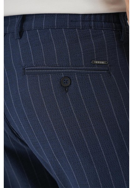 Comfort Fit Çizgili Gofre Kumaş Esnek Lacivert Pamuk Pantolon P 1157 indirimleri