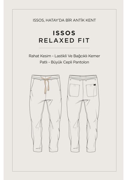 Erkek Kahve Beli Lastikli %100 Keten Relaxed Fit Pantolon B003032