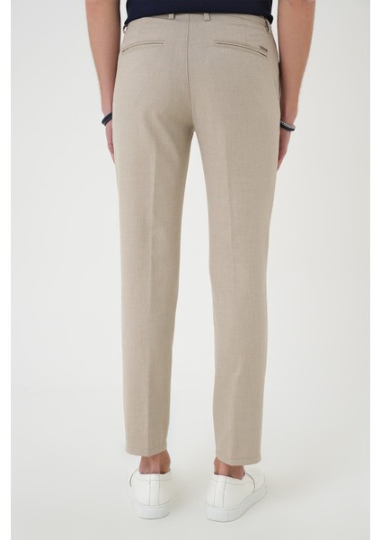 Comfort Fit Çift Pileli Dokulu Esnek Pamuk Bej Pantolon P 1158 indirimleri
