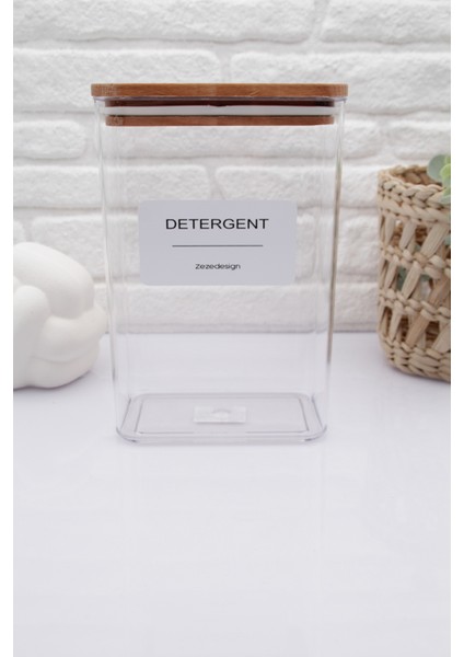Zeze Design Ahşap Kapaklı Suya Dayanıklı Beyaz Deterjan Kutusu – Minimalist Etiketli, Modern ve Kolay Temizlenir indirimleri
