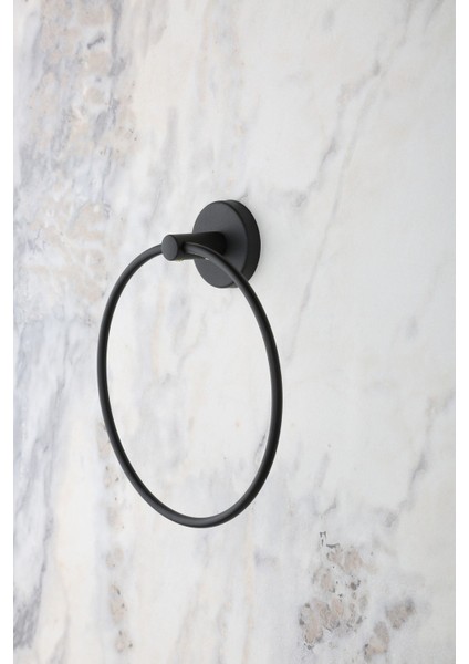 Mat Siyah Banyo Aksesuar Seti – Yuvarlak Havluluk ve Kapaksız Tuvalet Kağıtlığı, Şık ve Dayanıklı indirimleri