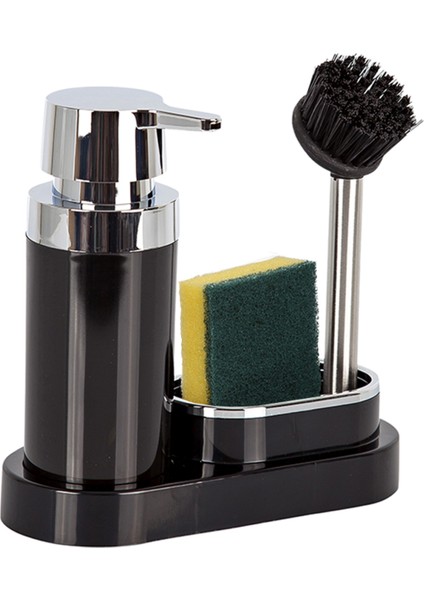 Siyah Sıvı Sabunluk ve Mutfak Fırçası Seti – Dayanıklı Plastik, Sünger Hazneli, Modern Tasarım, Kolay Temizlik modelleri