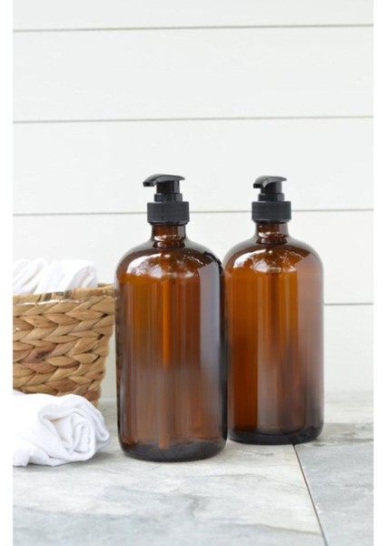 2'li 500 ml Amber Kahverengi Etiketsiz Cam Şişe Seti – Boş, Yeniden Doldurulabilir ve Çok Amaçlı Kullanım