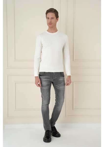 Tr 875 Slim Fit Ekru Klasik Triko
