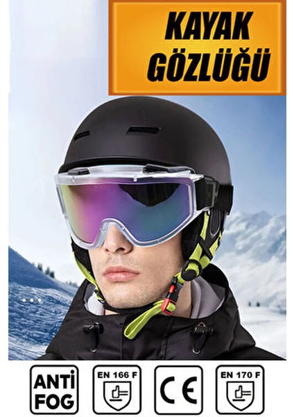 Kayak Gözlüğü Offroad Antifog Ventilli Korumalı Güneş Kar Gözlük Gökkuşağı Snowboard Glasses Sporu.
