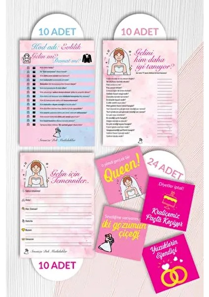 Bekarlığa Veda Partisi 54 Adet Oyun Kart Seti, Bride To Be Geline Eğlenceli Veda