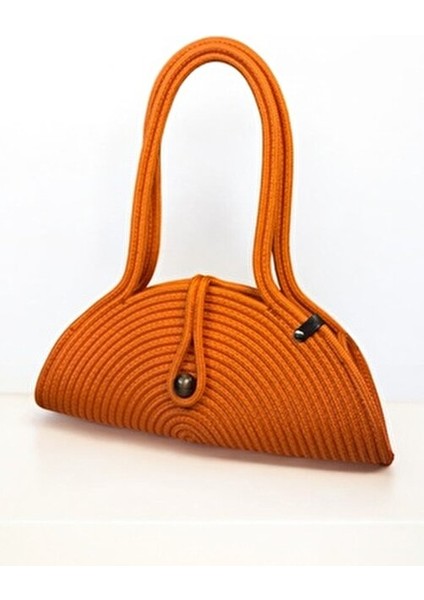 Mia Kadın Hasır Görünümlü Omuz Çantası Doğal Ahşap Boncuk Detaylı Basic Koleksiyon