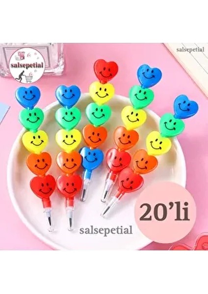 20'li Kalp Emoji Yumurtlayan Kurşun Kalem Hediyelik Oyuncak Doğum Günü Karne Günü Hediyelik 20 Adet