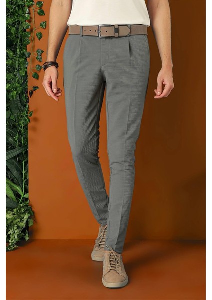 Comfort Fit Gofre Kumaş Pileli Pamuk Casuel Nefti Pantolon P 1148 modelleri