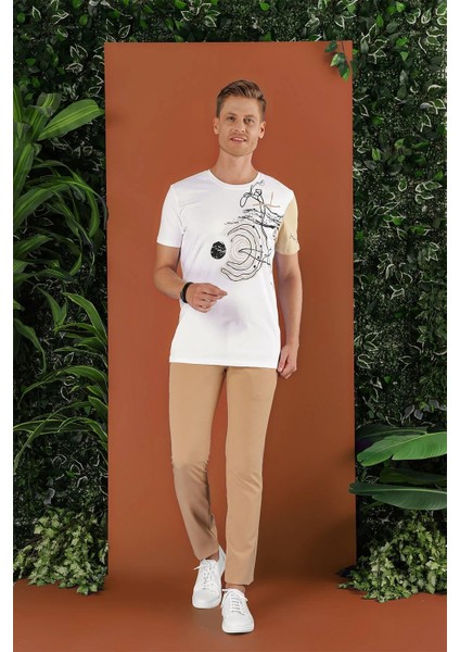 P 1123 Slim Fit Camel Spor Pantolon