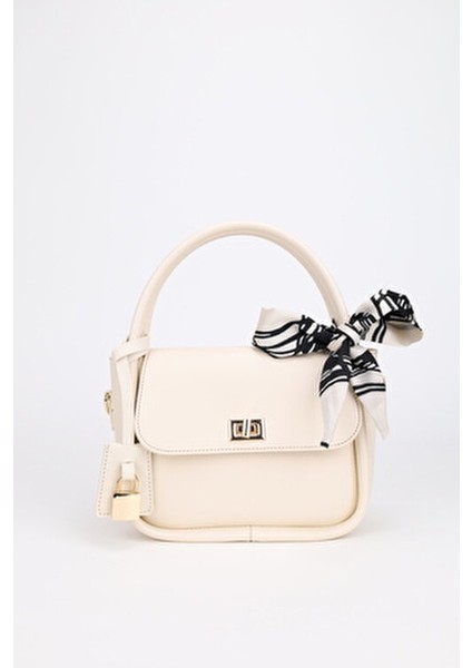 Kadın Krem Charm Detaylı Fularlı Ayarlanabilir Askılı El Omuz ve Çapraz Çanta Teo fiyatları