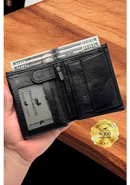 Cuba Hakiki Deri Siyah Erkek Bozuk Para Gözlü Cüzdan