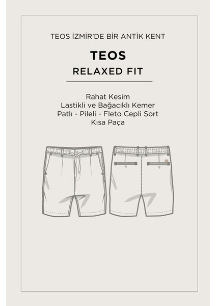 Erkek Gri Beli Lastikli Keten Karışımlı Relaxed Fit Şort B003731