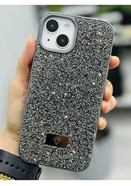 Iphone 13 - 14 ve 15 Uyumlu Elmastasarımlı Taşlı Işıltılı Parlak Pırlanta Silikon Kılıf