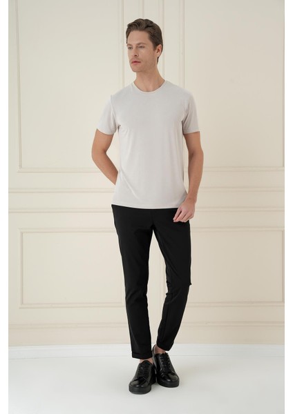 Comfort Fit Beli Lastikli Esnek Casuel Siyah Pantolon P 1173 fiyatları