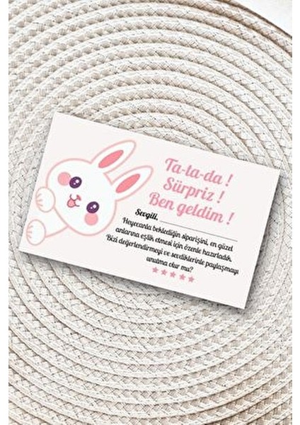 Teşekkür Kartı 100 Adet Kişiselleştirilebilir Sürpriz Temalı 5x8 cm Kalın Kağıt