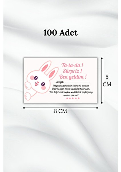 Teşekkür Kartı 100 Adet Kişiselleştirilebilir Sürpriz Temalı 5x8 cm Kalın Kağıt modelleri